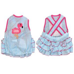 Girls Pink & Blue Flamingo Ruffle Sundress - Kids Casual Dress